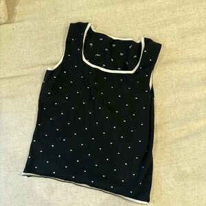 Black Sleeveless Top with White Dots